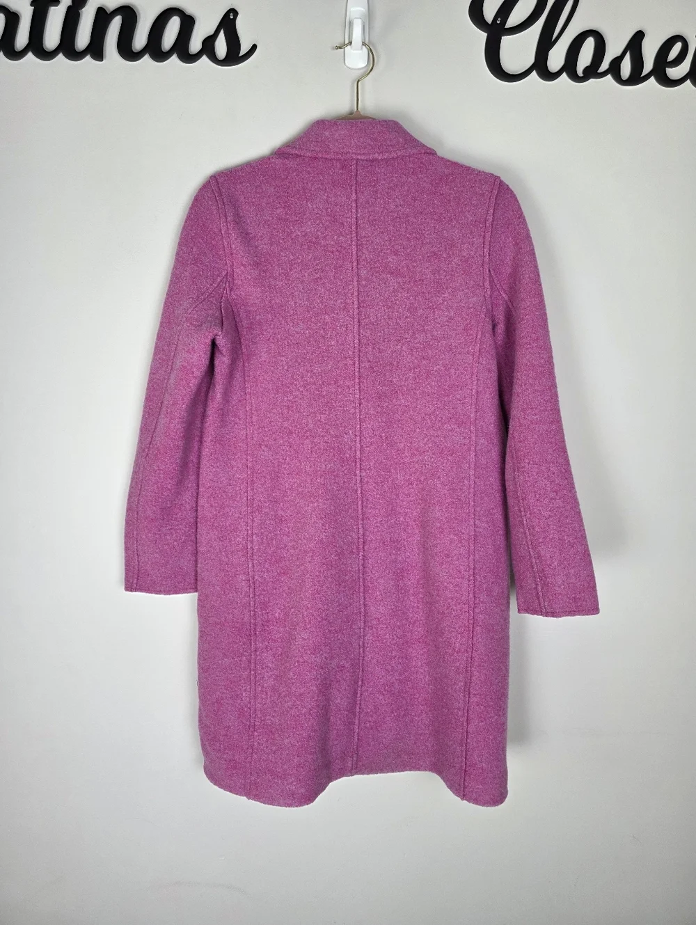 J. Crew Bright Pink Daphne Italian Boiled Wool Coat Size 0 - Picture 6 of 11